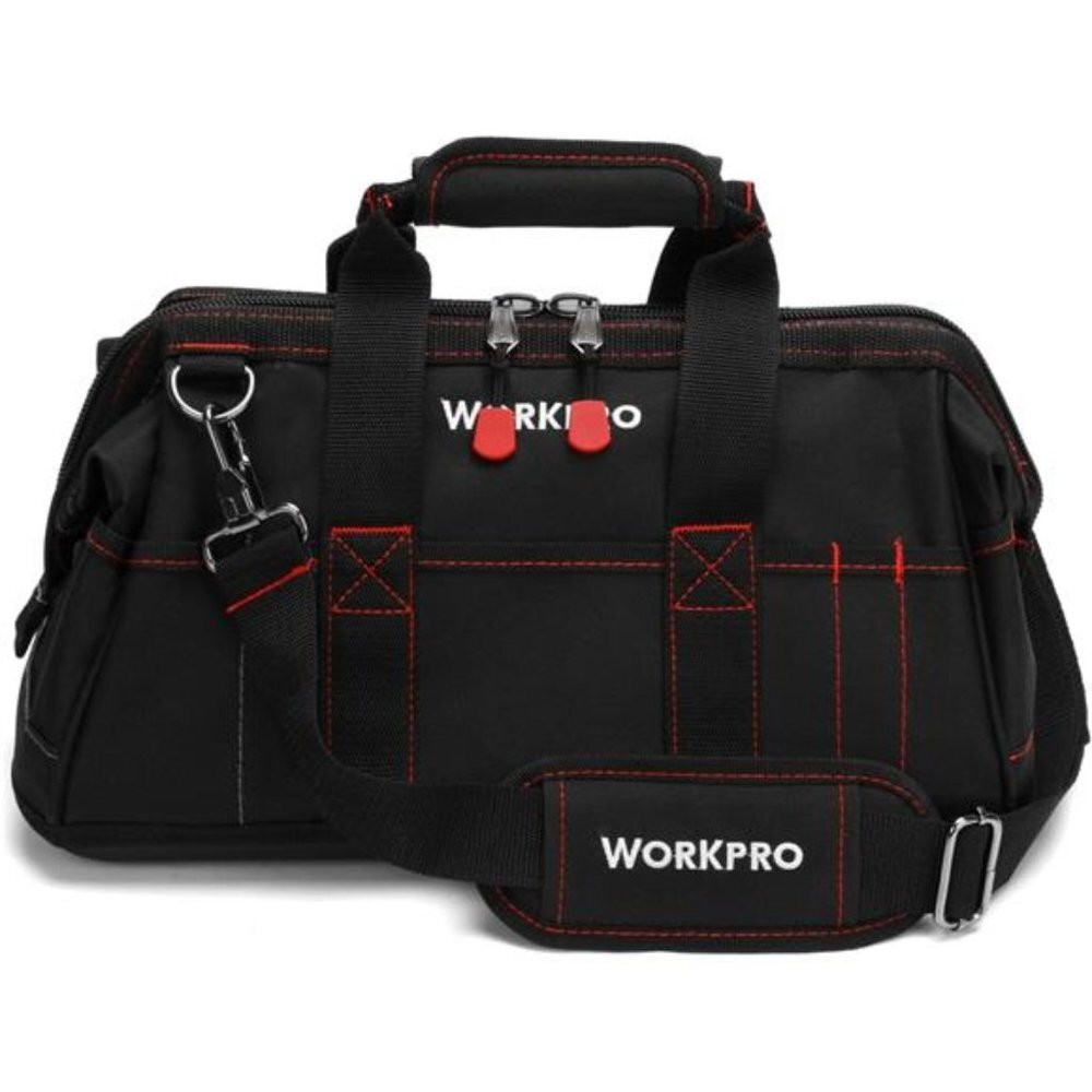 WORKPRO 16-inch Close Top Wide Mouth Tool Storage Bag w/ Water Proof Rubber Base